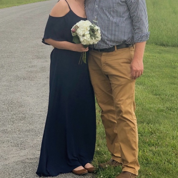 Show Me Your Mumu Rich Navy Crisp Caitlin Ruffle Maxi Dress - Picture 7 of 7